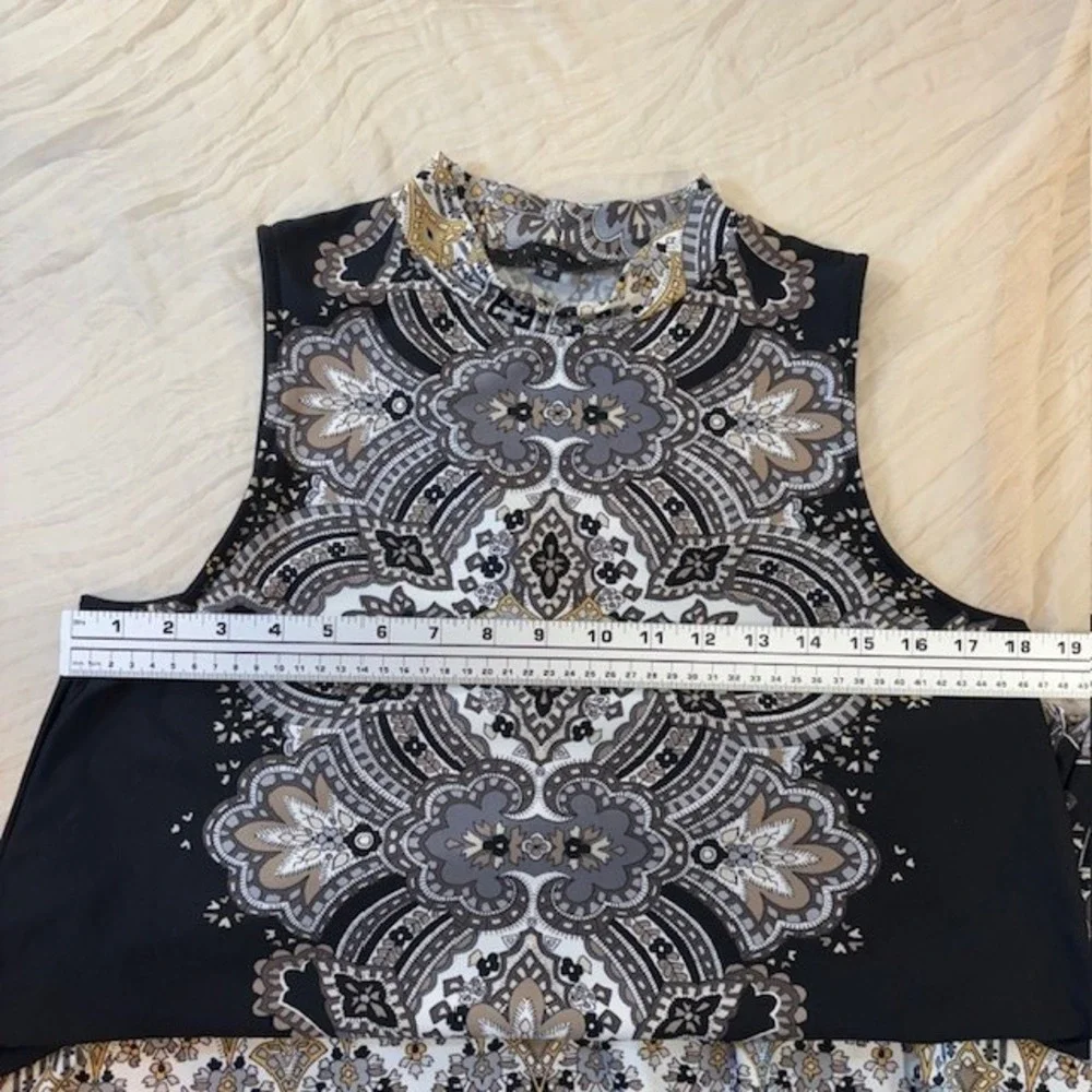 Tiana B. Womens Black/Gray Paisley‎ Print Boho Sheath Dress Size 10